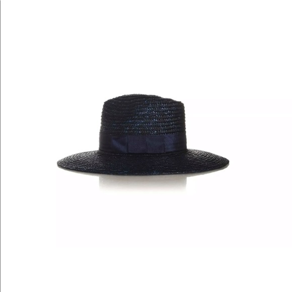 NWT Brixton Joanna straw hat navy blue small 7